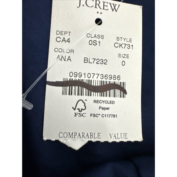 J.Crew Women's 0 Sleeveless Button Front Sweetheart Dress Blue Belt NWT - FLAW - Picture 9 of 14